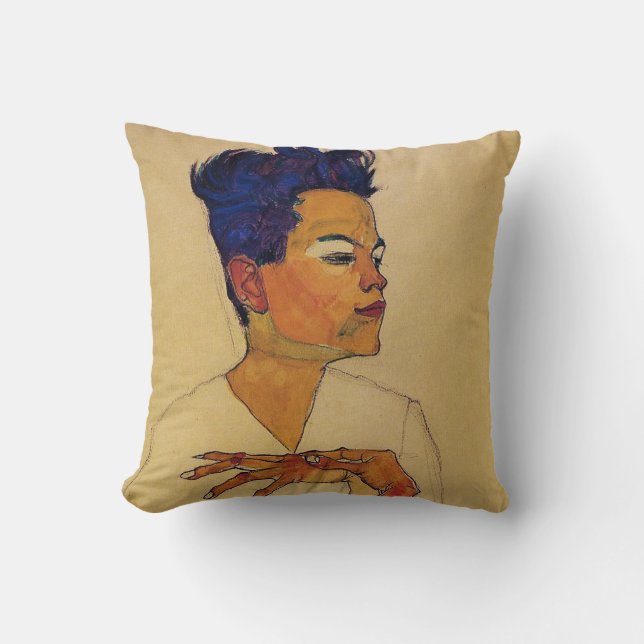 Egon Schiele Self Portrait Pillow Kussen (Voorkant)
