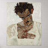 Egon Schiele Self Portret met verlaagd hoofd Poster (Voorkant)