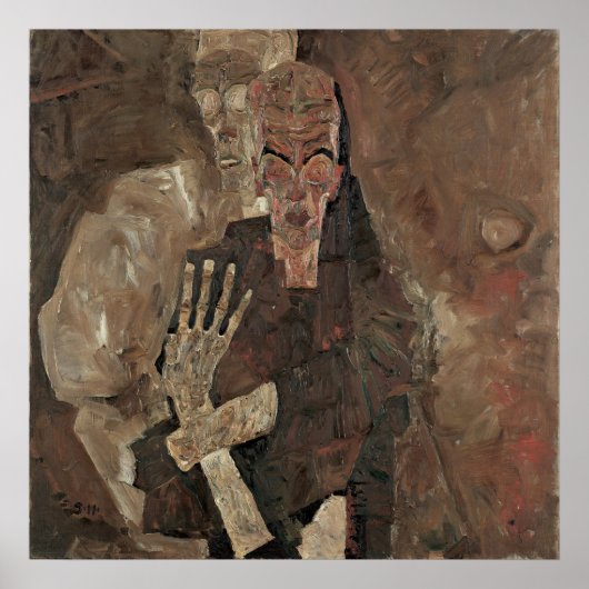 Egon Schiele Self-Seer II (Dood en Man) Poster (Voorkant)