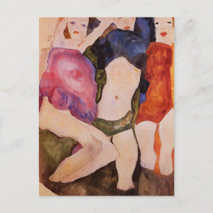 Egon Schiele- Three Girls Briefkaart