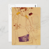Egon Schiele - Triple Self Portrait Briefkaart (Voorkant / Achterkant)