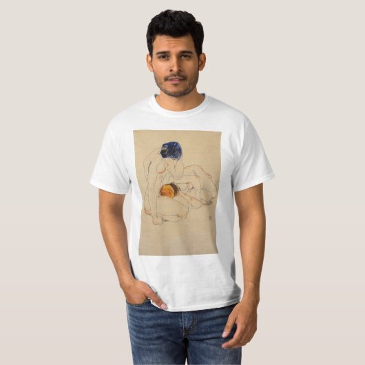 Egon Schiele - Twee Vrienden T-shirt (Voorkant volledig)