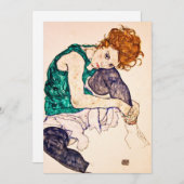Egon Schiele - vrouw met legerwerk Feestdagenkaart (Voorkant / Achterkant)