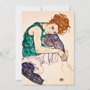Egon Schiele - vrouw met legerwerk Feestdagenkaart