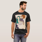 Egon Schiele - vrouw met legerwerk T-shirt (Voorkant volledig)
