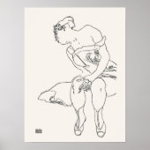 Egon Schiele Vrouw Zittend Kunst Print Tekening (Voorkant)