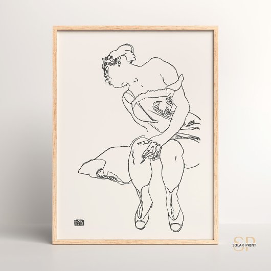Egon Schiele Vrouw Zittend Kunst Print Tekening