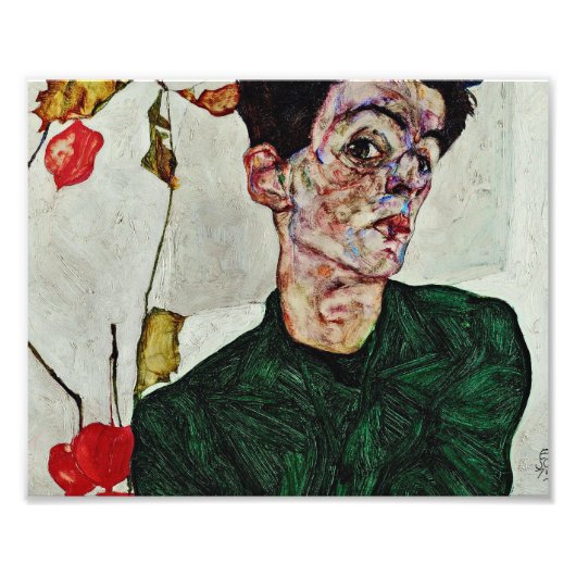 Egon Schiele - zelfportret met de Chinese lantaarn Foto Afdruk (Voorkant)
