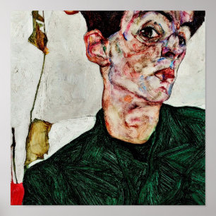 Egon Schiele - zelfportret met de Chinese lantaarn Poster