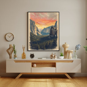 Ego's van Steen – Retro Yosemite National Park  Poster