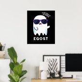 Egost Funny Halloween Ego Ghost Pun Dark BG Poster (Thuiskantoor)