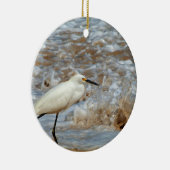 Egret en Wave Splash Keramisch Ornament (Rechts)