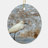 Egret en Wave Splash Keramisch Ornament (Links)
