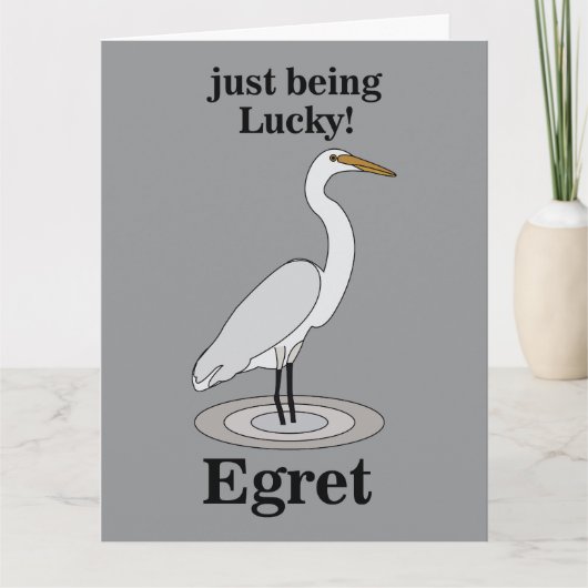 Egret Lucky Bird Kaart (Voorkant)