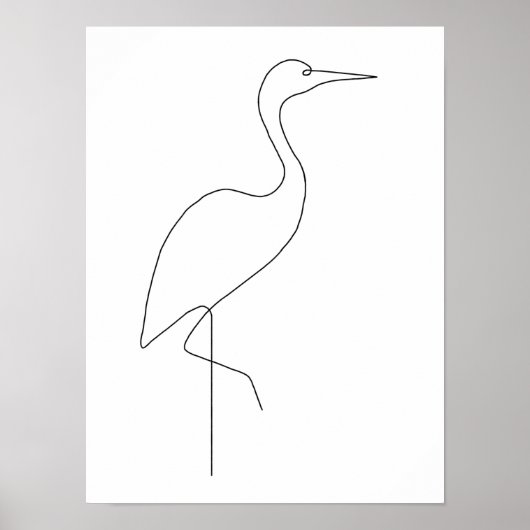 Egret minimalist vogellijn Art Poster (Voorkant)