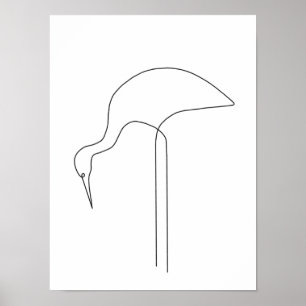 Egret minimalist vogellijn Art Poster