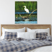 Egret neigeux sur toile de journal Imprimer (Insitu(Chambre))