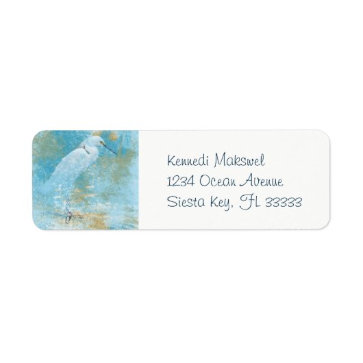 Egret Painting Art Etiket (Voorkant)