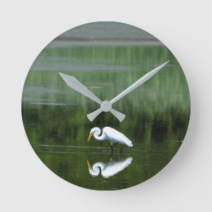 Egret Reflectie Acrylwandklok Ronde Klok
