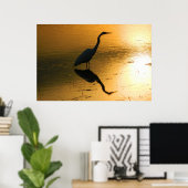 Egret Reflection op Sunset Poster (Thuiskantoor)
