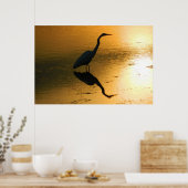 Egret Reflection op Sunset Poster (Keuken)
