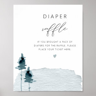 EGRET Rustic Slate Blue Diaper Poster Raffle Game