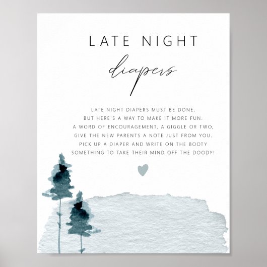 EGRET Rustic Slate Blue Late Night Diapers Game Poster (Voorkant)