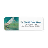 Egret Shorebird op water schilderen Etiket (Voorkant)