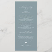 EGRET Slate Blue Waterverf Pines Wedding Programme Menu (Achterkant)