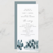EGRET Slate Blue Waterverf Pines Wedding Programme Menu (Voorkant / Achterkant)