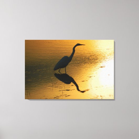 Egret Sunset Wrapped Canvas Print (Voorkant)