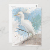 Egret watercolor  briefkaart (Voorkant / Achterkant)
