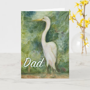 Egret white bird wilderness Dad Birthday Kaart