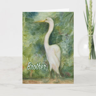 Egret white bird wildernis Brother Birthday Card Kaart
