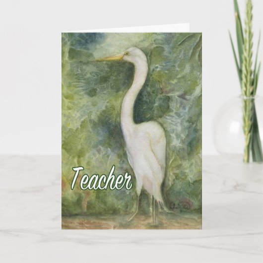 Egret white bird wildernis Teacher Birthday Card Kaart (Voorkant)