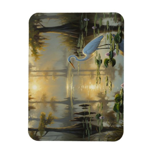 Egrets in Everglades National Park Morning Magneet (Verticaal)