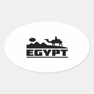 Egypt Camel Silhouette Ovale Sticker