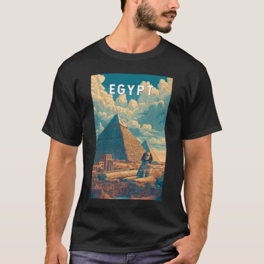 Egypt Illustration Travel Art Vintage T-shirt (Voorkant)