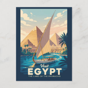 Egypt Piramide Illustratie Reis Kunst Vintage Briefkaart