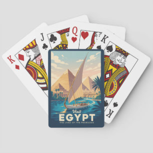 Egypt Piramide Illustratie Reis Kunst Vintage Pokerkaarten