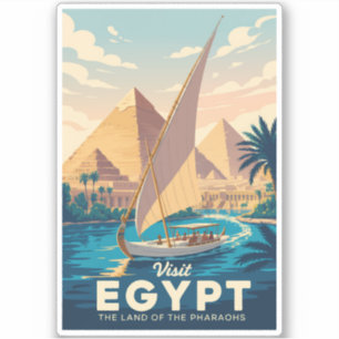 Egypt Piramide Illustratie Reis Kunst Vintage Sticker