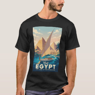 Egypt Piramide Illustratie Reis Kunst Vintage T-shirt