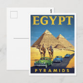 Egypt Pyramids Vintage Car Retro Briefkaart (Voorkant / Achterkant)