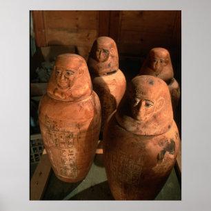 Egypte, 26e dynastie Canopische vazen gevonden in Poster