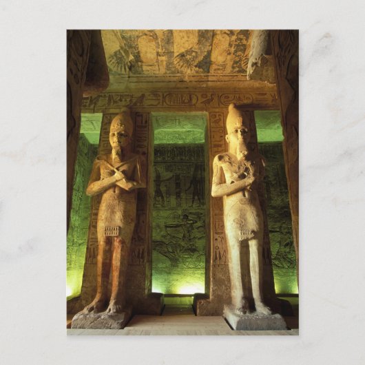 Egypte, Abu Simbel, standbeeld van Ramesses II, Briefkaart (Voorkant)