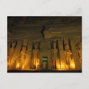Egypte, Abu Simbel, Verlichte gevel van Kleine Briefkaart