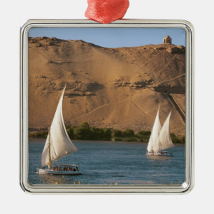 Egypte, Aswan, Nijl, Felucca-zeilboten, Metalen Ornament