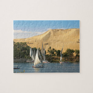 Egypte, Aswan, Nijl, Feluccazeilboten, 2 Legpuzzel