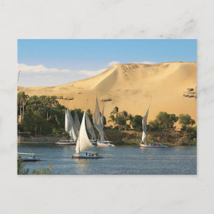 Egypte, Aswan, Nile River, Felucca-zeilboten, 2 Briefkaart