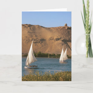 Egypte, Aswan, Nile River, Felucca-zeilboten, Feestdagen Kaart